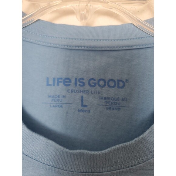Life Is Good Fueled By Positive Energy Dog Crusher Lite Mens Size L Blue Cotton - Picture 6 of 15